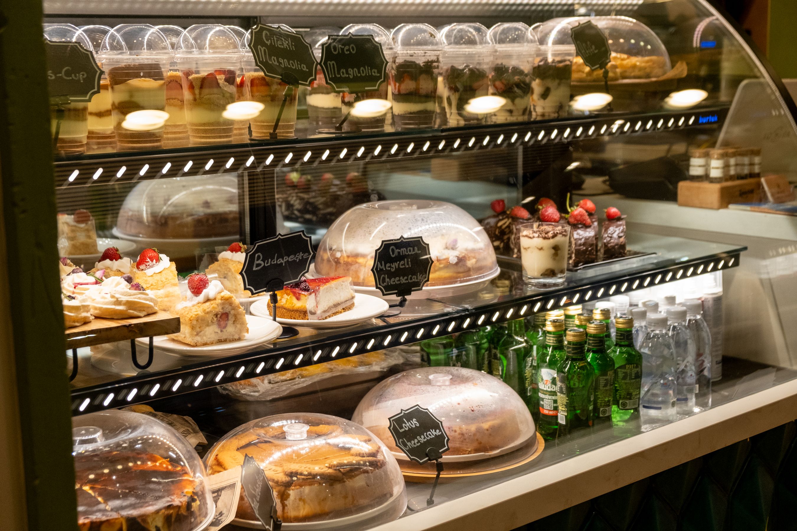 Fresh bakes in the display case at Mustang, Noida